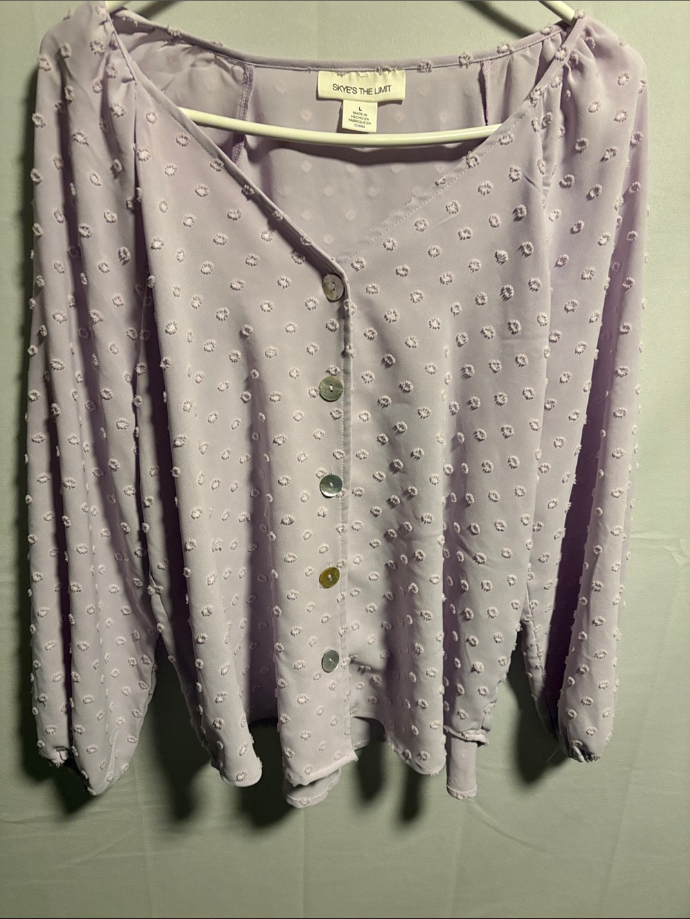 Skye's the Limit Lilac Textured Button-Front Blouse
